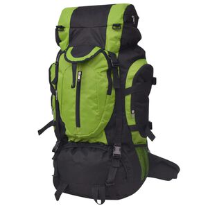 vidaXL pārgājienu mugursoma XXL, 75 L, melna un zaļa