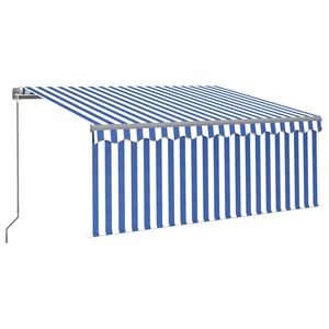 vidaXL izvelkama markīze ar žalūziju, LED, 3x2,5m, manuāla, zili balta