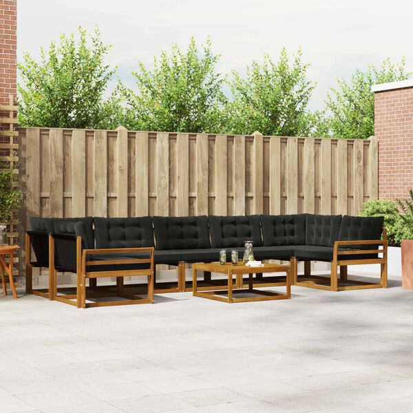 vidaXL Āra dīvānu komplekts ar spilvenu 8 pcs Dabīgs un melns