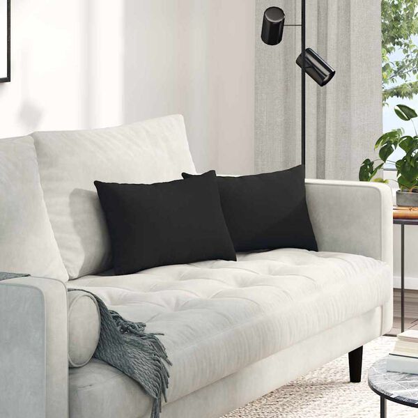 vidaXL Dīvāna spilveni 2 pcs Melna 50 x 30 cm audums