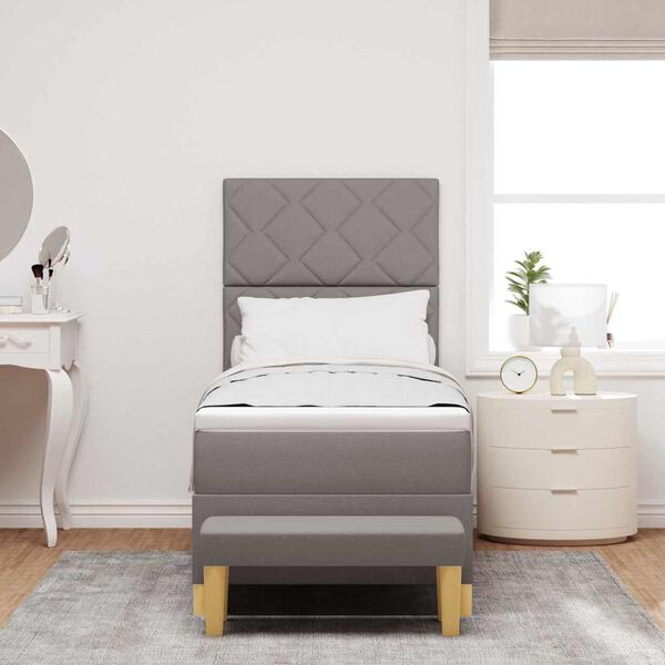 vidaXL Kastītes atsperu gulta ar matraci Pelēkbrūna 80 x 200 cm audums