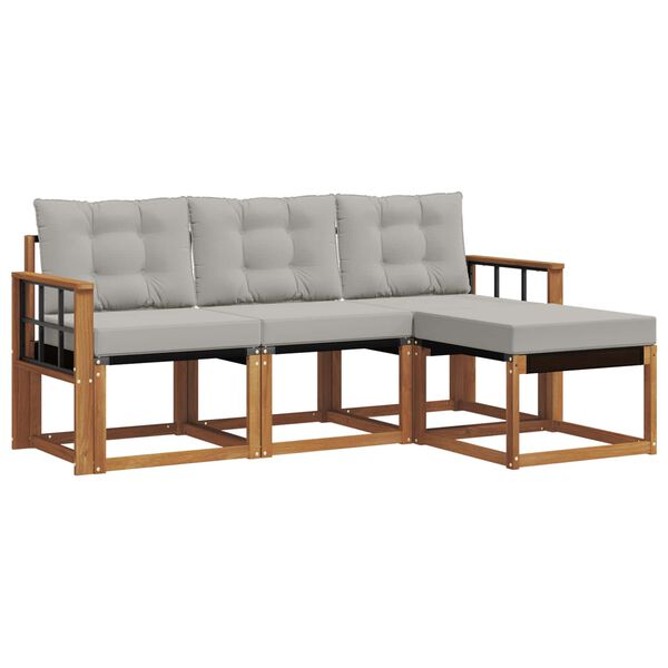 vidaXL Āra dīvānu komplekts ar spilvenu 4 pcs Dabīgs un gai&scaron;i pelēks