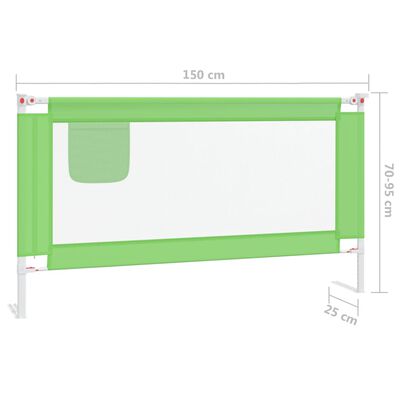vidaXL bērnu gultas aizsargbarjera, zaļa, 150x25 cm, audums