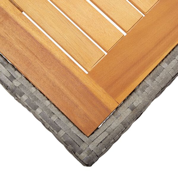 vidaXL dārza galds, 190x90x75 cm, pelēka PE rotangpalma, akācijas koks