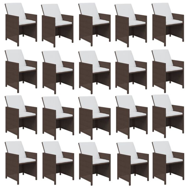 vidaXL 21-daļīgs dārza mēbeļu komplekts, matrači, brūna PE rotangpalma