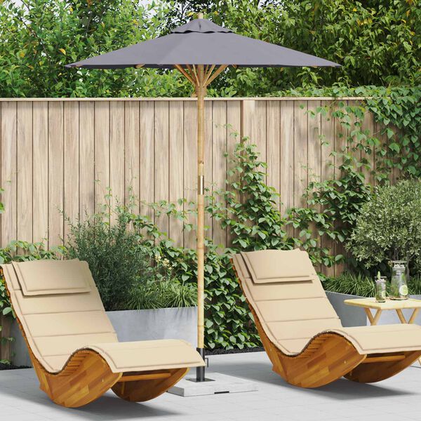 vidaXL Dārza parasols Tum&scaron;i pelēks &Oslash; 270 x 260 cm Bambuss