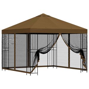 vidaXL Dārza paviljons ar sānu sienām 3 x 3 m Pelēkbrūna
