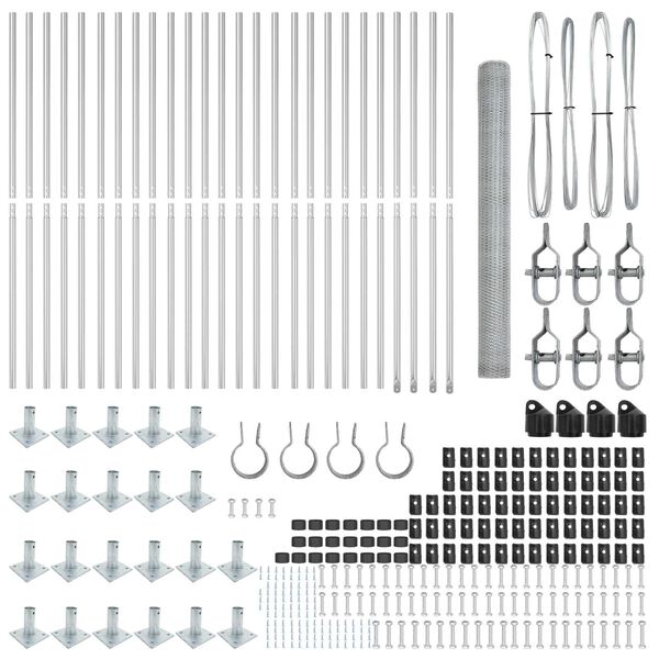 vidaXL Žoga āķis Sudraba 50 x 1,5 m (13 mm siets) Tērauds