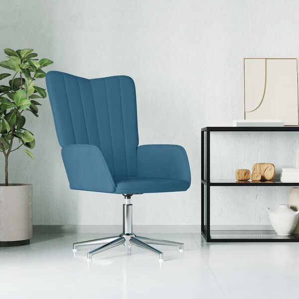 vidaXL atpūtas krēsls, zils samts