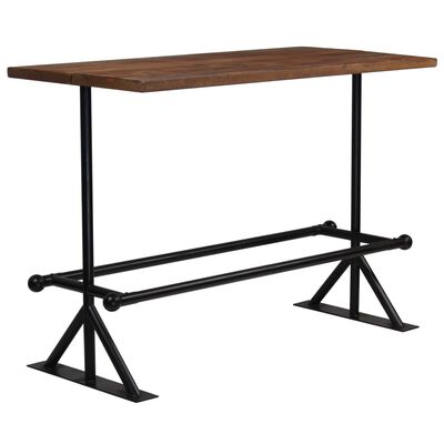 vidaXL bāra galds, 150x70x107 cm, pārstrādāts masīvkoks, tumši brūns