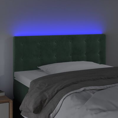 vidaXL gultas galvgalis ar LED, 80x5x78/88 cm, tumši zaļš samts