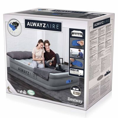 Bestway piepūšamā gulta AlwayzAire, 2-vietīga, 203x152x46 cm, pelēka