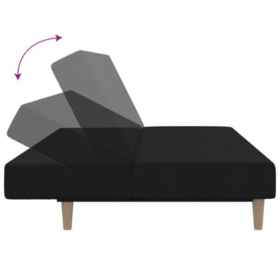 vidaXL divvietīga dīvāngulta ar kājsoliņu, melns audums