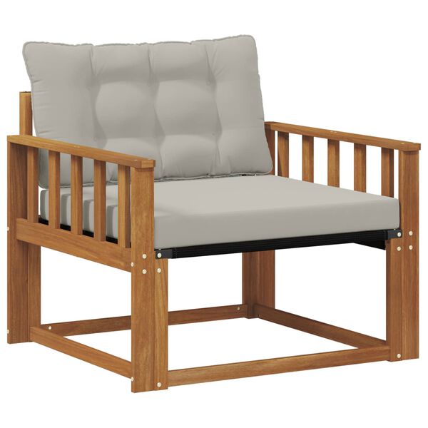 vidaXL Āra dīvānu komplekts Cieta akācijas koks un tekstilēns Dabiska