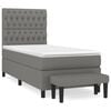 vidaXL atsperu gulta ar matraci, tum&scaron;i pelēka, 90x200 cm, audums