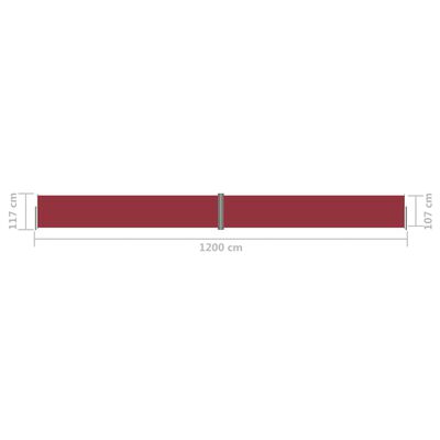 vidaXL izvelkama sānu markīze, sarkana, 117x1200 cm