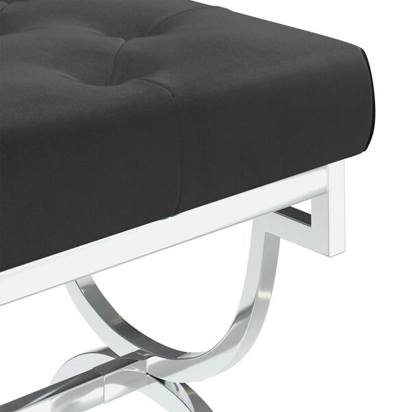 vidaXL sols, 99 cm, melns samts un nerūsējo&scaron;s tērauds