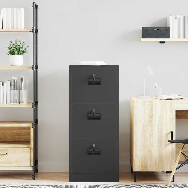 vidaXL Dokumentu skapis ar atvilktni Melna 45,5 x 42 x 106,5 cm