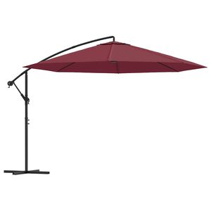 vidaXL saulessargs ar alumīnija kātu, 350 cm, bordo sarkans