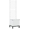 vidaXL Dārza kaste ar treli un riteņiem Balts 40 x 40 x 146 cm PP