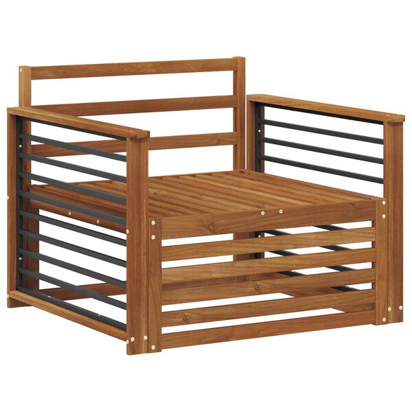 vidaXL 2 Gabals Dīvāns ar rokām Cietā akācijas koks Dabiska