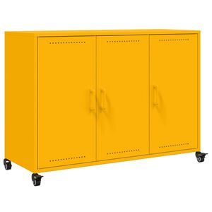 vidaXL kumode, sinepju dzeltena, 100,5x39x72 cm, tērauds