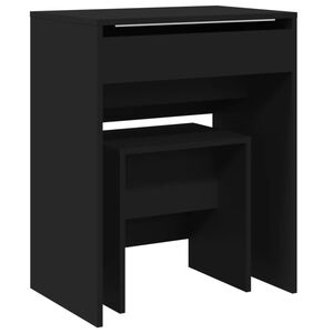 vidaXL kosmētikas galdiņ&scaron; ar tabureti, melns, 60x40x113,5 cm