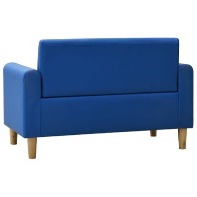vidaXL divvietīgs bērnu dīvāns, zila mākslīgā āda