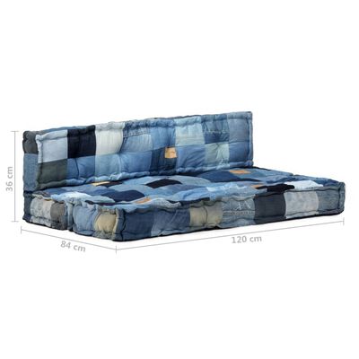 vidaXL 2-daļīgs palešu dīvānu matraču komplekts, zila džinsa mozaīka
