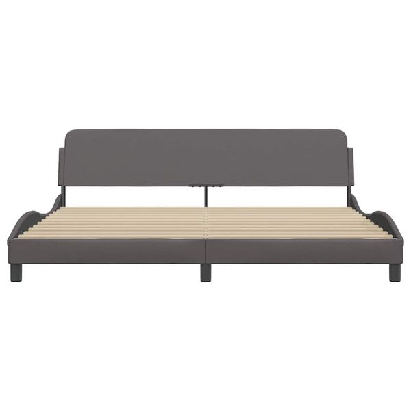 vidaXL gultas rāmis, Dover, pelēks, 200x200 cm, mākslīgā āda
