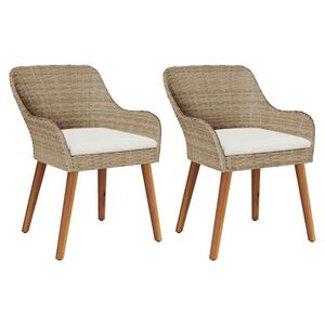 vidaXL Dārza krēsls 2 pcs Bē&scaron;a 62.5 x 55 x 82 cm poliratāns