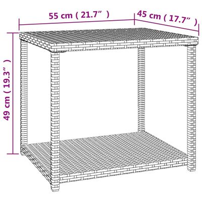 vidaXL galdiņš, 55x45x49 cm, polietilēna rotangpalma, brūns