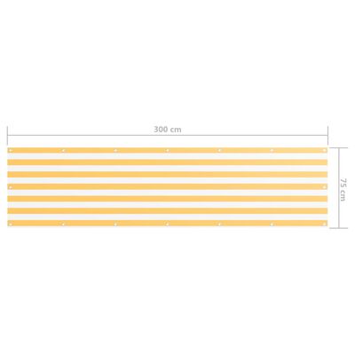 vidaXL balkona aizslietnis, 75x300 cm, balts un dzeltens audums