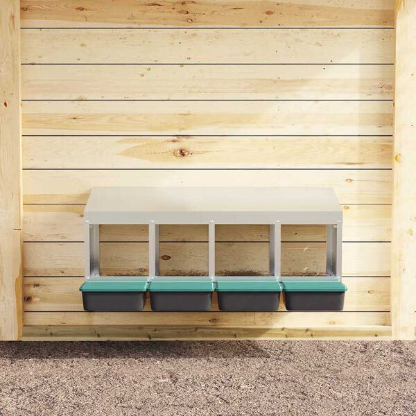 vidaXL vistu ligzdas kaste, 4 nodalījumi, pie sienas stiprināma, cinkots tērauds