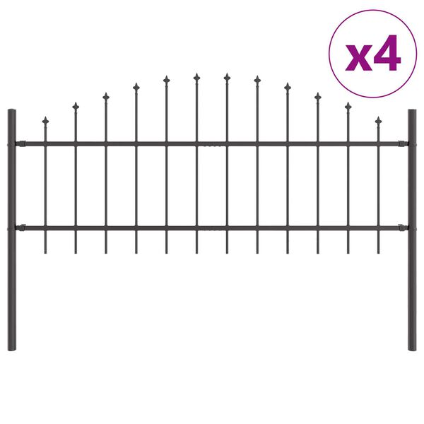 vidaXL Dārza žogs 4 pcs Pelēka 170 x 140 cm