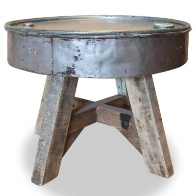 vidaXL kafijas galdiņš, 60x45 cm, pārstrādāts masīvkoks, sudraba krāsa
