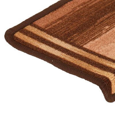 vidaXL kāpņu paklāji, 15 gab., pašlīmējoši, 65x21x4 cm, brūni