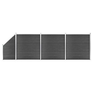 vidaXL žoga paneļu komplekts, 619x(105-186) cm, melns WPC