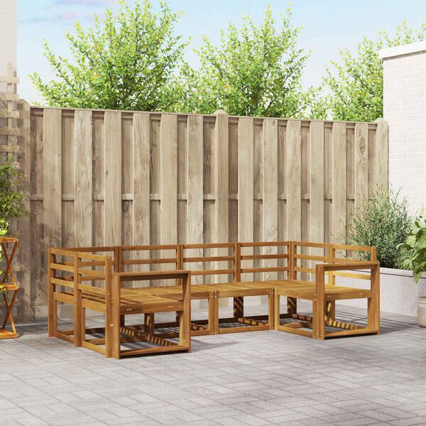 vidaXL Āra dīvānu komplekts 6 pcs Dabiska Cietā akācijas koks