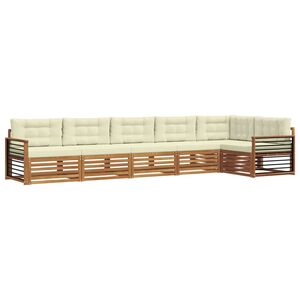 vidaXL Āra dīvānu komplekts ar spilvenu 6 pcs Dabisks un krējuma