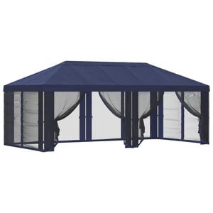 vidaXL Paviljona pārsegs ar sānu sienām Zila 600,5 x 300,5 cm
