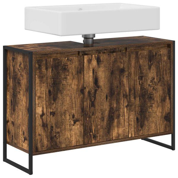 vidaXL Vannas istabas skapītis ar durvīm Dūmu ozols 90 x 30 x 60 cm