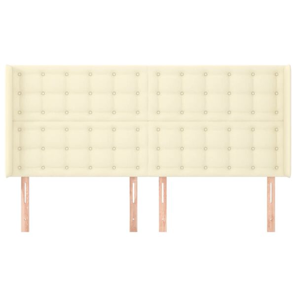 vidaXL galvgalis ar malām, 203x16x118/128 cm, krēmkrāsas mākslīgā āda