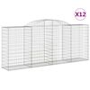 vidaXL arkveida gabiona grozi, 12gb., 300x50x120/140cm, cinkota dzelzs