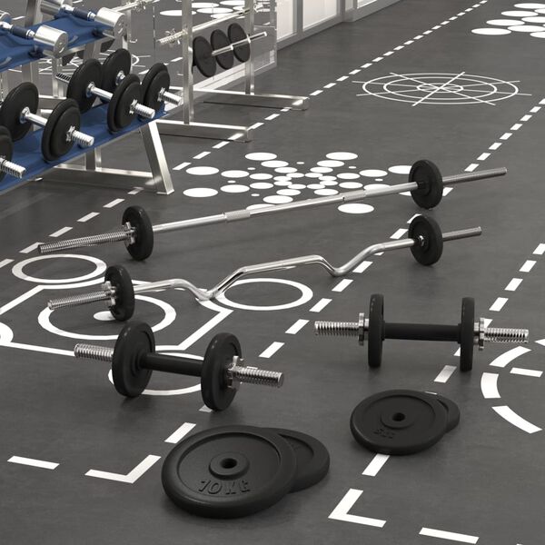 vidaXL svaru stienis un hanteles ar diskiem, 60 kg, čuguns