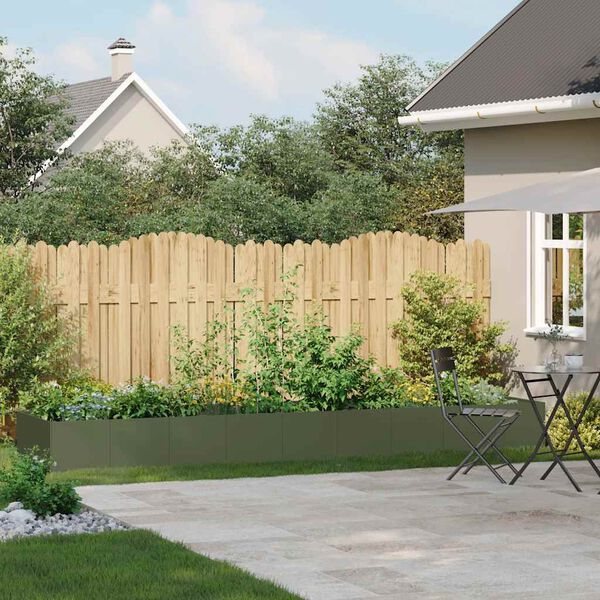 vidaXL puķu kaste, olīvzaļa, 360x80x40 cm, tērauds