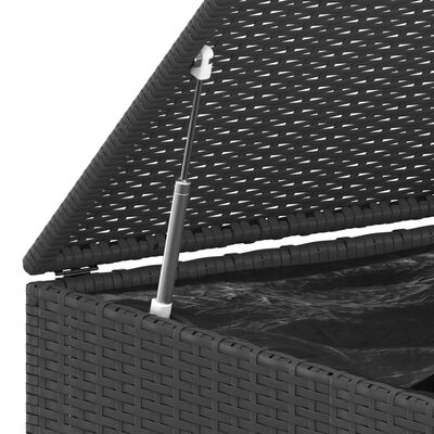 vidaXL dārza spilvenu kaste, 145x100x103 cm, melna PE rotangpalma