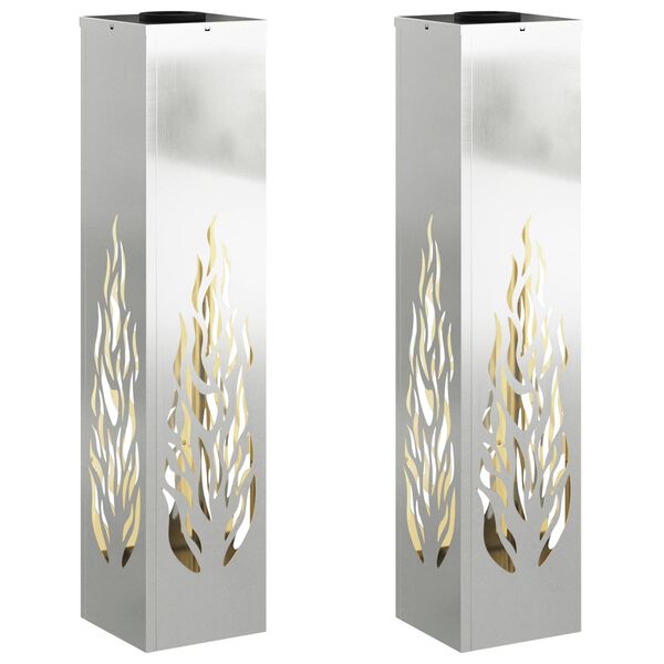 vidaXL Saules LED ceļa gaisma 2 pcs Sudraba Cinkots tērauds