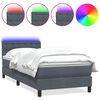 vidaXL atsperu gulta ar matraci, LED, tum&scaron;i pelēka samts, 90x210 cm
