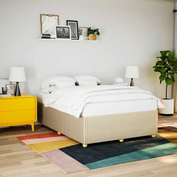 vidaXL gulta bez matrača, krēmkrāsas, 140x200 cm, audums